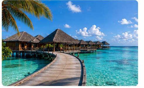 Bungalow sull'acqua in un resort tropicale